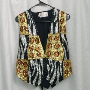 Glamorous Sequin Animal Print Vest